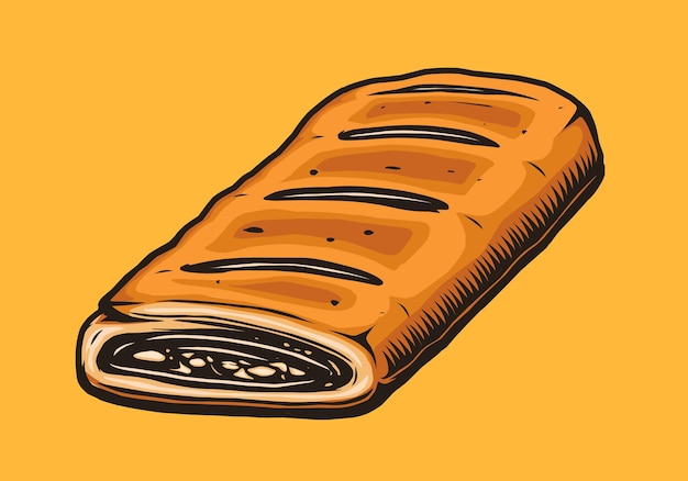 Projektowanie rysunku wektorowego żywności strudel