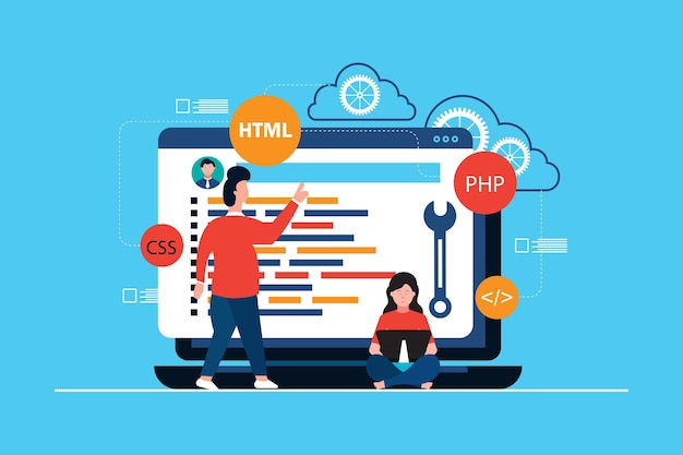 Projektowanie stron internetowych i programowanie stron internetowych koncepcja wektorów kodowania