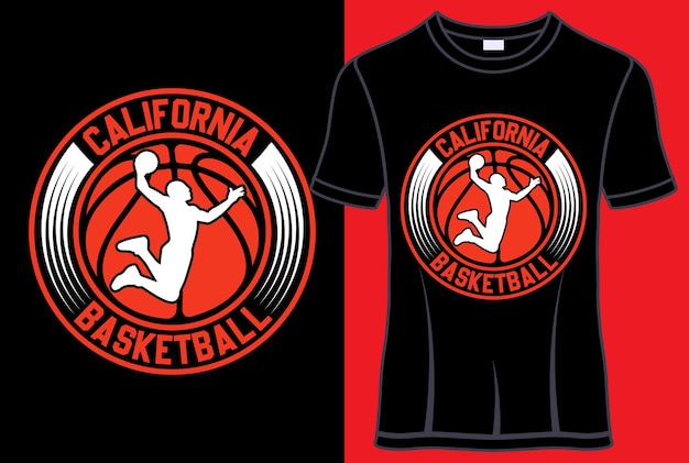 Projekty Koszulek California Basketball Typography T Shirt Z Edytowalną Grafiką Wektorową