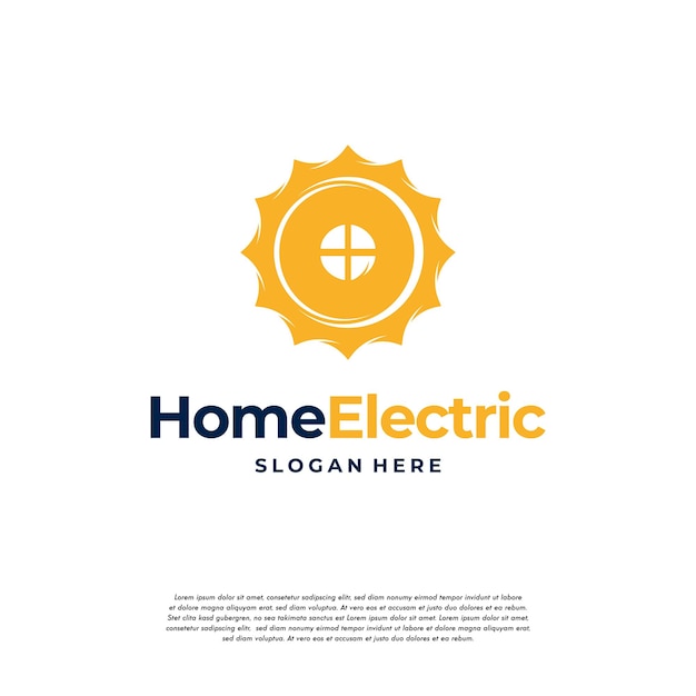 Projekty Logo Home Electric, Wektor Koncepcji Projektów Logo Energii Słonecznej