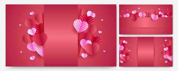 Promo Baner Internetowy Tło Na Walentynki Sprzedaż Piękne Czerwone I Różowe Serca Wektor
