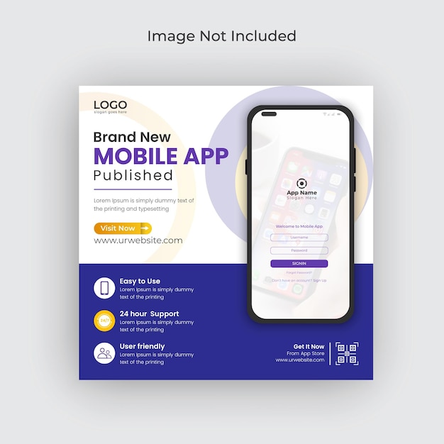 Promocja Aplikacji Mobilnych W Mediach Społecznościowych Post Instagram Baner I Szablon Banera Internetowego Premium Wektor