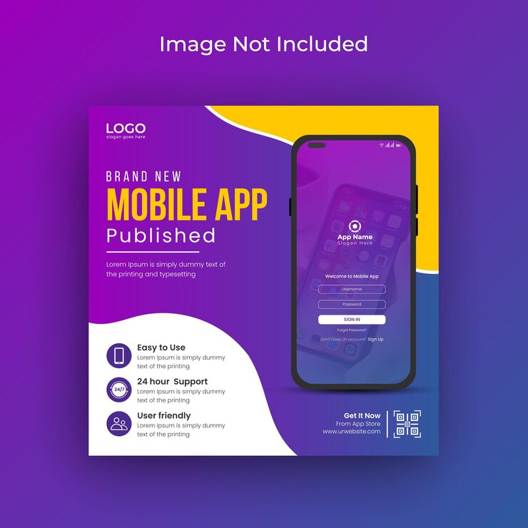 Promocja Aplikacji Mobilnych w Mediach Społecznościowych Post Instagram Baner I Szablon Banera Internetowego Premium Wektor
