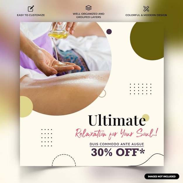 Promocja ofert salonów piękności i spa Social Media Instagram Post Templates