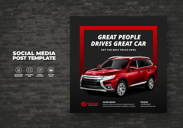 Promocja Wynajmuj I Sprzedaj Samochód Do Media Społecznościowej Szablon Wektor Pocztowy