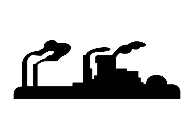 Prosta fabryka ikona ilustracja sylwetka jednostki produkcyjnej zakładu produkcyjnego