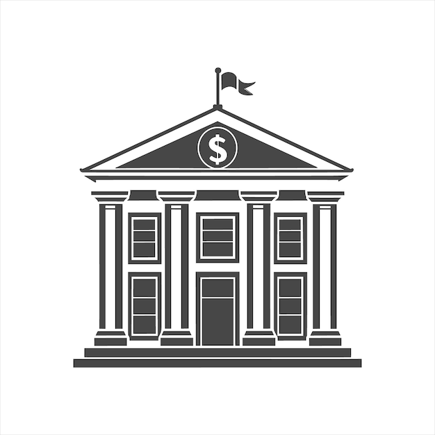 Plik wektorowy prosta ikona wektorowa budynku banku z dolarem