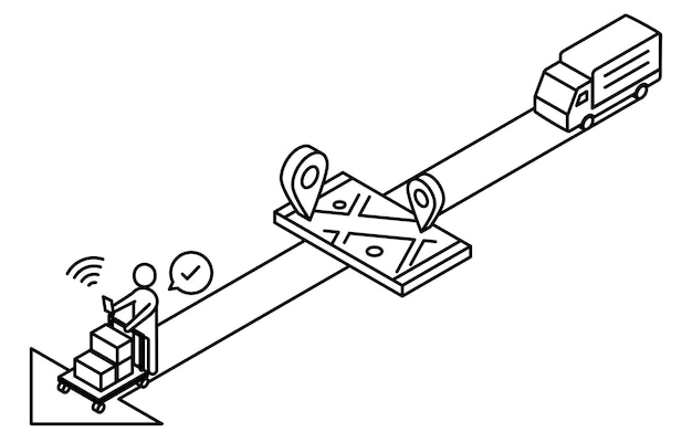 Plik wektorowy prosta ilustracja izometryczna systemu logistycznego i dystrybucyjnego i dx