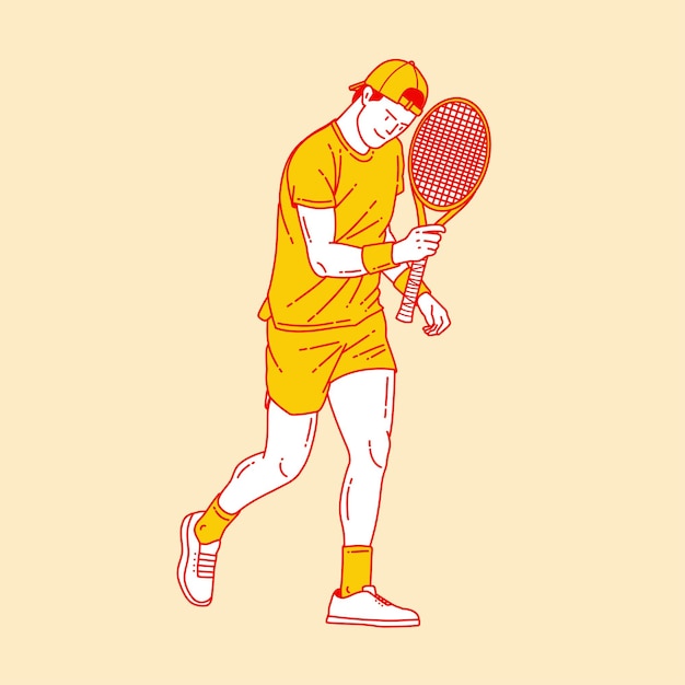 Prosta ilustracja kreskówki tenisisty 2