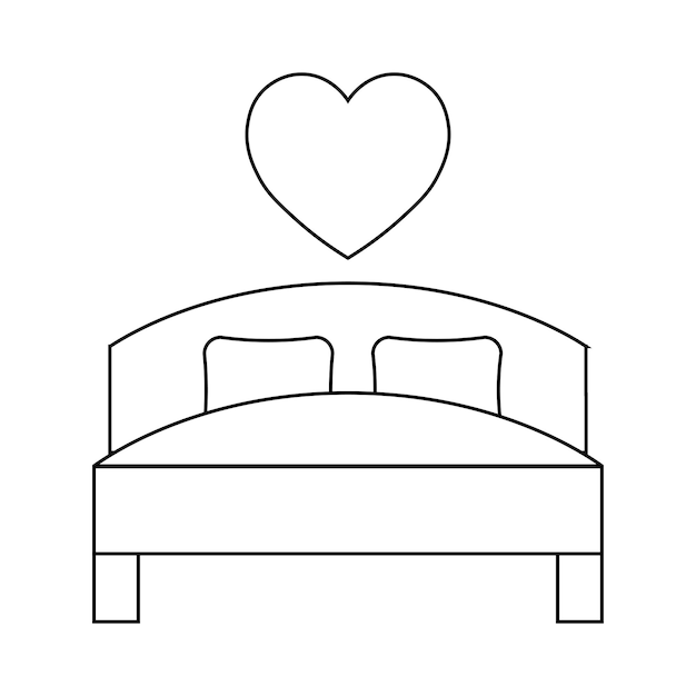 Prosta Ilustracja łóżka Z Ikoną Serca Na Walentynki
