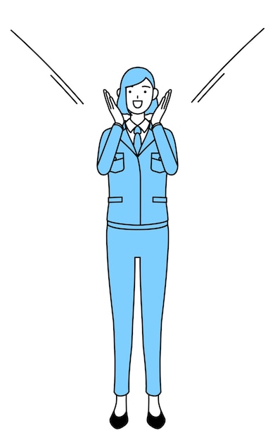 Prosta Ilustracja Przedstawiająca Kobietę W Pracy, Wołającą Z Ręką Na Ustach