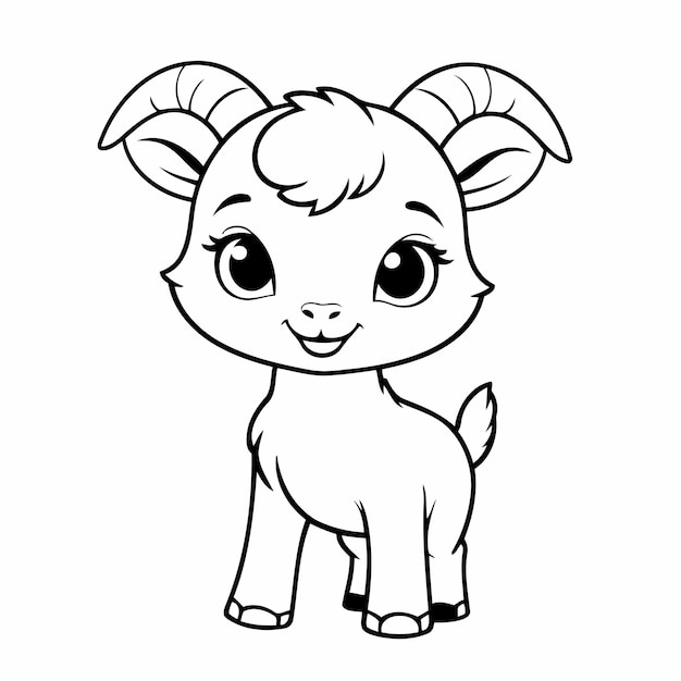 Prosta Ilustracja Wektorowa Goat Doodle Dla Małych Dzieci