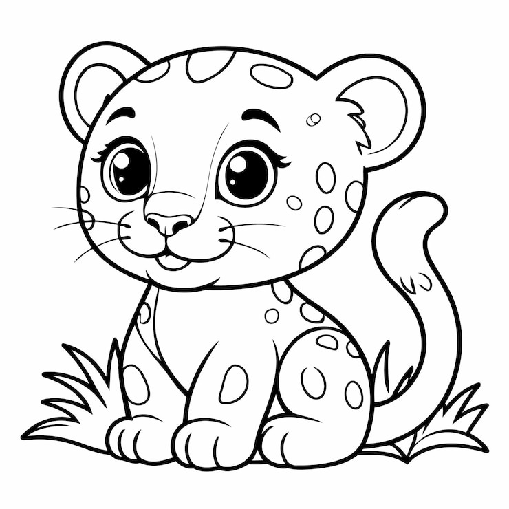 Wektor prosta ilustracja wektorowa jaguar doodle dla dzieci kolorowanie arkusza roboczego