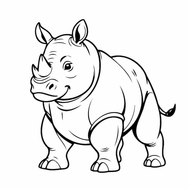 Prosta Ilustracja Wektorowa Rysunku Nosorożca Dla Małych Dzieci