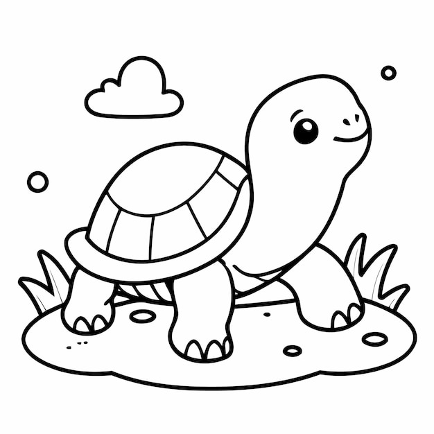 Prosta ilustracja wektorowa żółwia do malowania dla dzieci