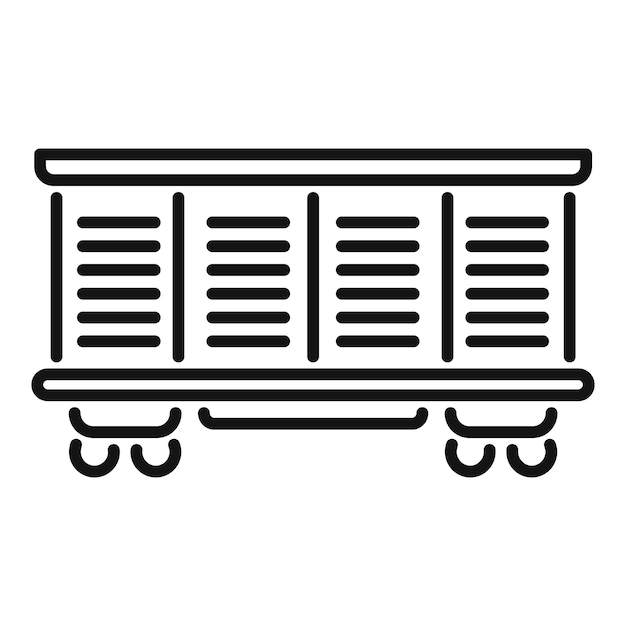 Prosta liniowa ikona wagonu pociągu towarowego dostarczającego towary