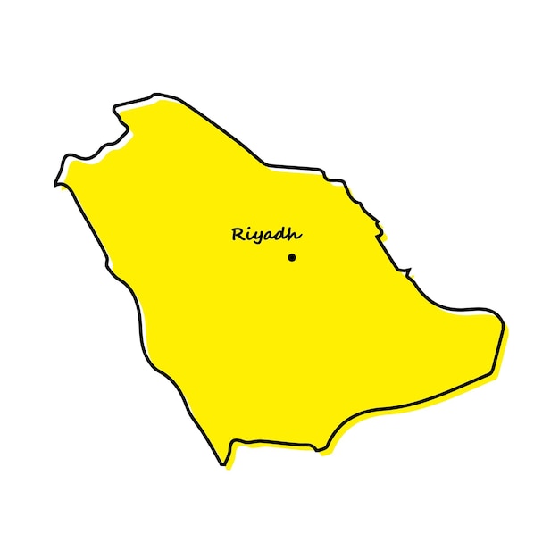 Prosta mapa konturowa Arabii Saudyjskiej z lokalizacją stolicy
