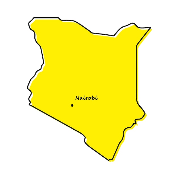Prosta mapa konturowa Kenii z lokalizacją stolicy
