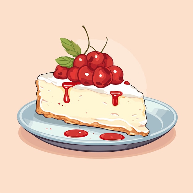 Prosta Płaska Ilustracja Klasycznego Cheesecake Z Wysokiej Jakości