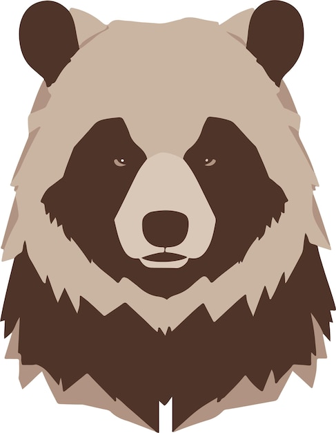 Prosta, Płaska Ilustracja Wektorowa Przedstawiająca Twarz Niedźwiedzia Brunatnego Na Białym Tle