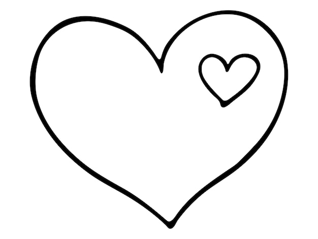 Prosta, ręcznie rysowana ilustracja serca Śliczne walentynkowe serce doodle Miłość clipart