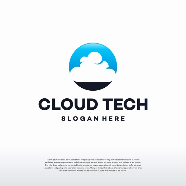 Prosta technologia chmury w ilustracji wektorowych logo koło