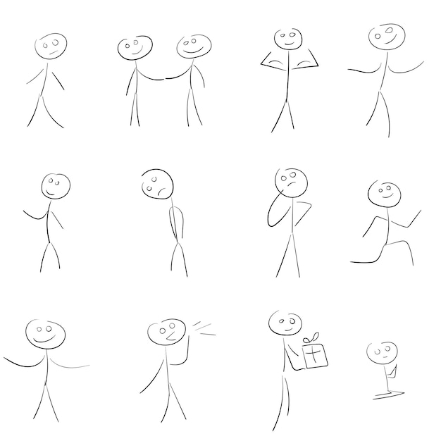 Proste figurki z patyczków. Ilustracja wektorowa