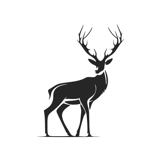 Proste i eleganckie czarno-białe logo wektora jelenia