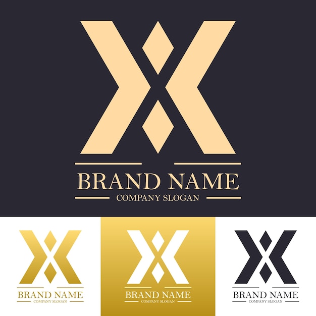 Proste Logo Ambigramu Litery X Ze Złotym Kolorem I Koncepcją Mapy Wskaźnika