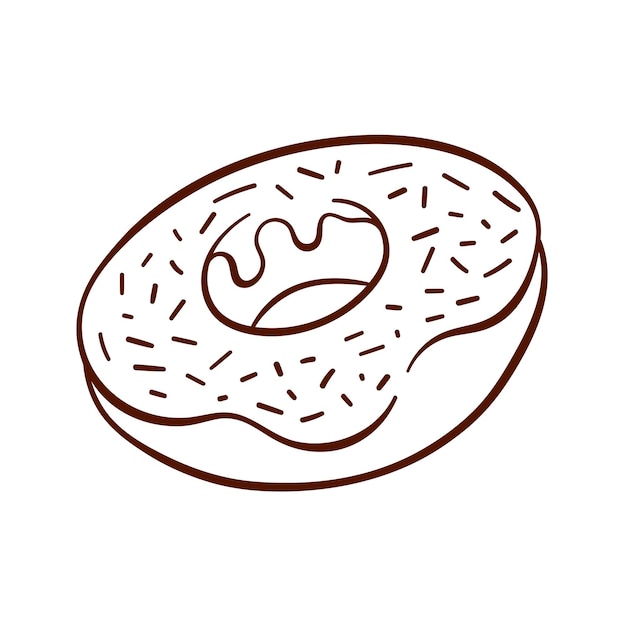 Proste logo pączka z glazurą i posypkami w stylu line art prosty projekt dla piekarni wektorowej