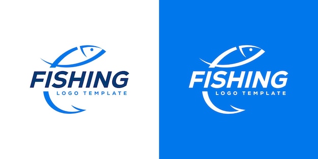 Proste logo rybołówstwa Hook Eye Fish Hunter Szablon projektowania logo