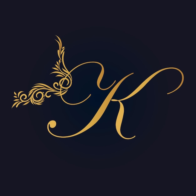 Plik wektorowy proste luksusowe logo alfabetu z kwiatowym ornamentem