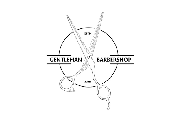Proste Minimalistyczne Nożyczki Dla Dżentelmenów Do Projektowania Logo Fryzjera Fryzjerskiego