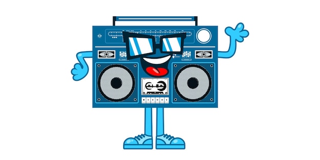 Plik wektorowy proste płaskie boombox kreskówka maskotka znaków ilustracji wektorowych