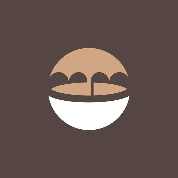 Proste Płaskie Logo Kawy Z Parasolem