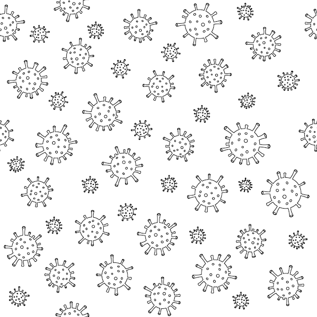 Proste wektor doodle wzór komórek koronawirusa