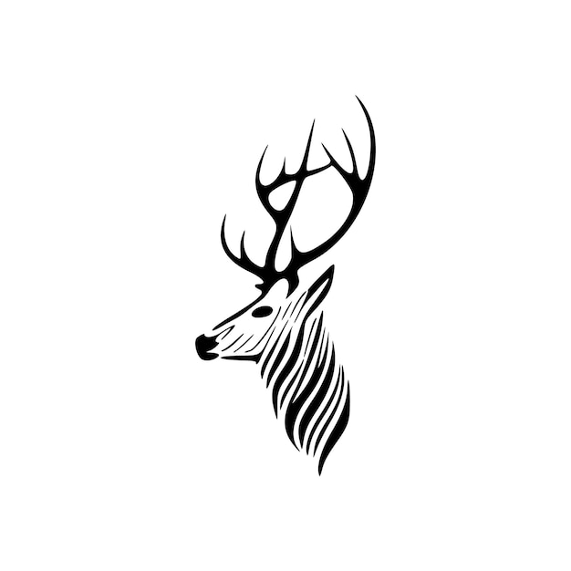 Proste wektor logo czarno-białego jelenia
