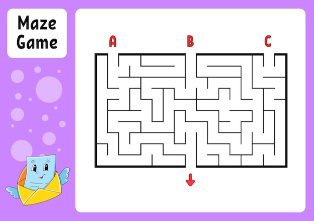 Prostokąt Labirynt Gra Dla Dzieci Trzy Wejścia Jedno Wyjście Arkusz Edukacji Puzzle Dla Dzieci Zagadka Labiryntu
