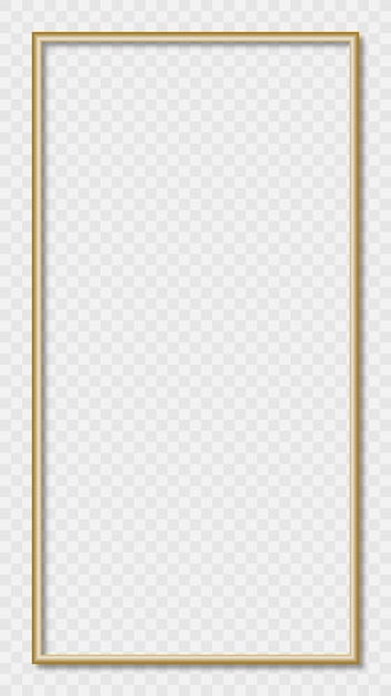 Prostokątna historia złotej ramki na przezroczystym tle