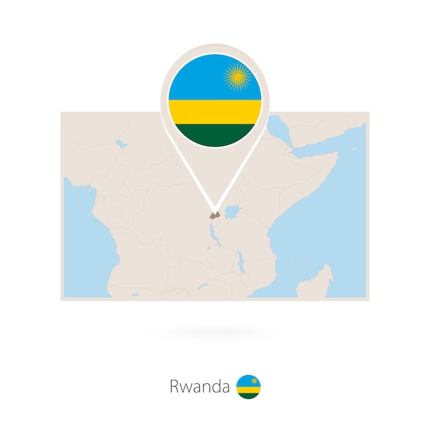 Prostokątna Mapa Rwandy Z Ikoną Rwandy