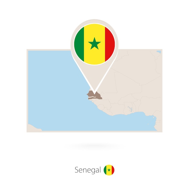 Prostokątna Mapa Senegalu Z Ikoną Senegalu