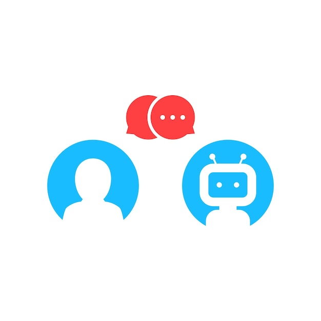 Prosty chatbot infolinia logo avatar koncepcja pomocnik internetowy inteligentna rozmowa powiadomienie wyskakujące okienko sekretarka pomoc wiadomość płaski styl trend nowoczesny logotyp projekt graficzny na białym tle