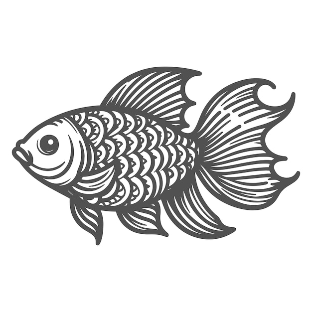 Prosty czarno-biały vektor uroczych ryb