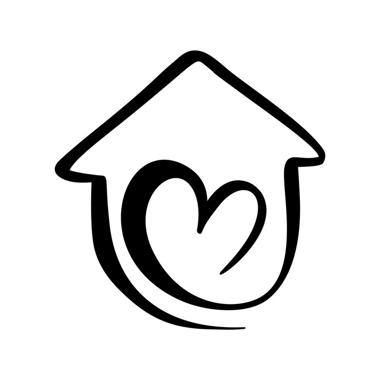 Prosty dom kaligrafii z sercem Real Vector Icon Consept architektura komfortu i ochrony