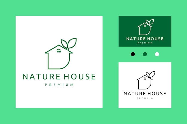 Prosty Dom Natura Z Ikoną Liścia Logo Vector Design Inspiration