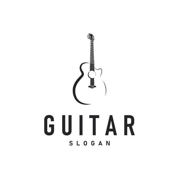 prosty instrument muzyczny gitara logo projekt czarna sylwetka wzór symbolu minimalistyczna gitara