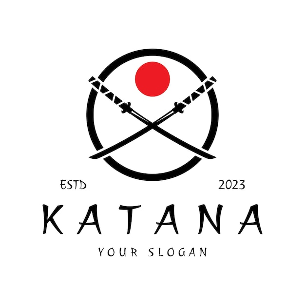 Prosty Miecz Samurajski Katana Szablon Projektu Logo Wektor