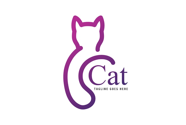 Prosty Minimalistyczny Kot Kitty Kitten Logo Projekt Wektor