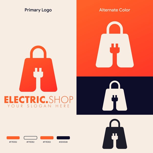 Prosty, Minimalistyczny Projekt Logo Elektrycznej Torby Na Zakupy