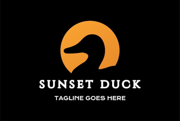 Prosty Minimalistyczny Projekt Logo Sunset Duck Goose W Lake Creek River